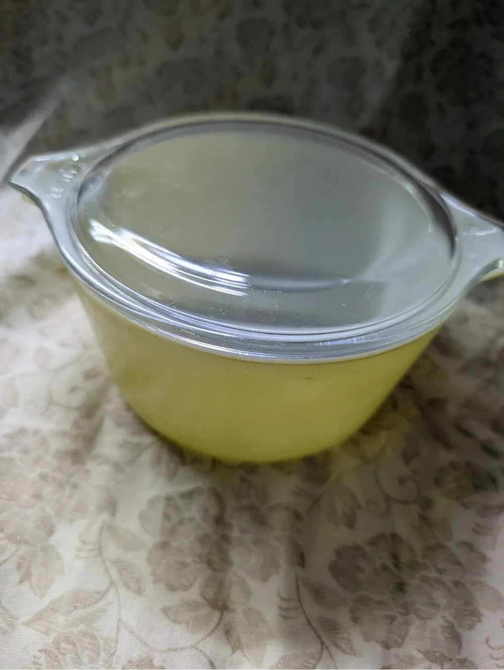 Vintage Pyrex Yellow Casserole Dish with Clear Glass Lid